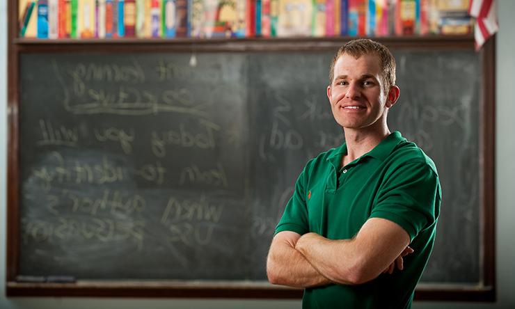 man in green shirt